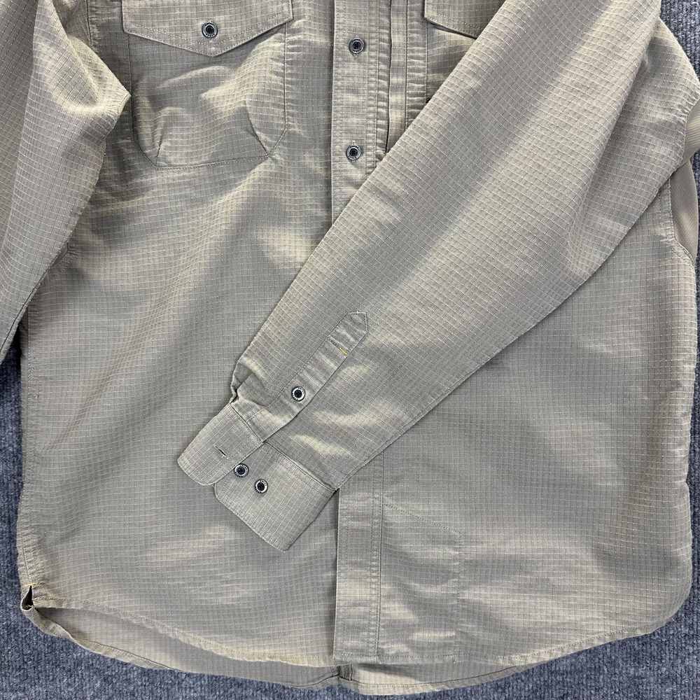 Ariat Rebar Shirt Mens Medium Brown Ripstop Long Sleeve Button Workwear Rugged - Picture 5 of 16